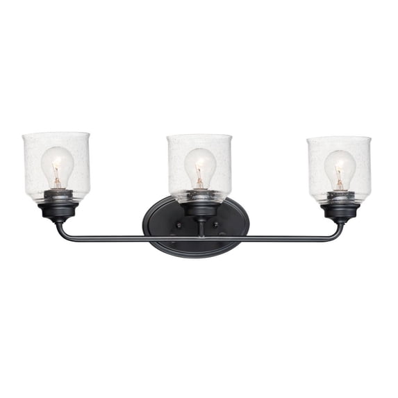 12263CDBK Maxim Lighting Acadia-Bath Vanity Light-Bell Shaped Glass Shades-10.5 inches high-Black Finish-3 Bulb Count