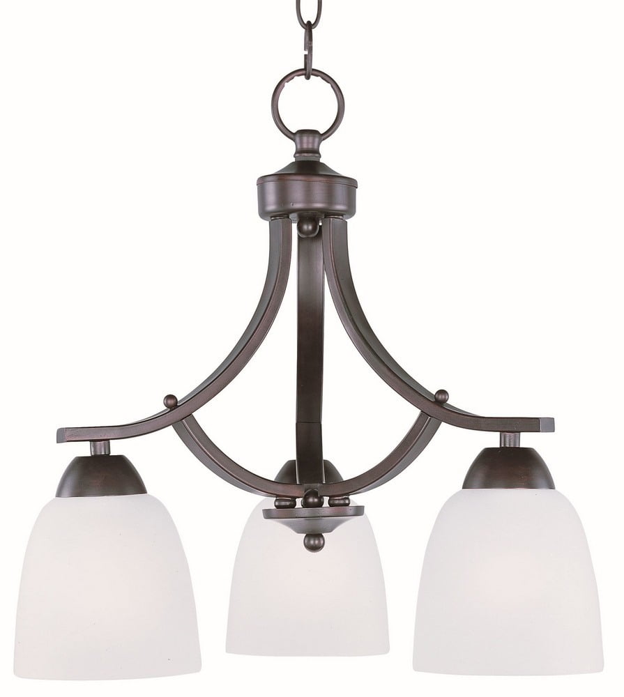 Oil Rubbed Bronze Mini 3-Light Chandelier with Frosted Glass Shades