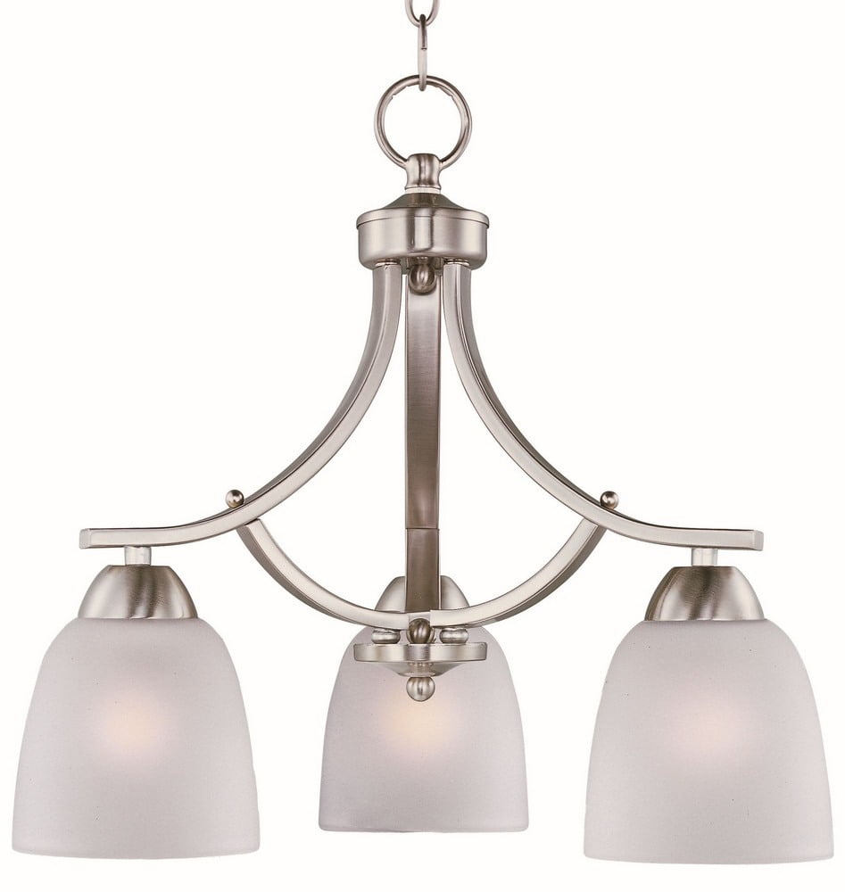 Satin Nickel 3-Light Chandelier with Frosted Glass Shades