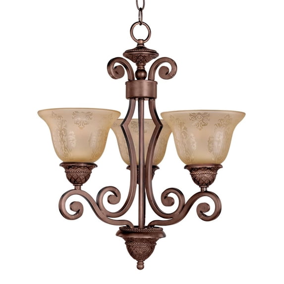 11235SAOI Maxim Lighting Symphony-3 Light Mini Chandelier in Mediterranean style-19 Inches wide by 21.5 inches high -Traditional Installation