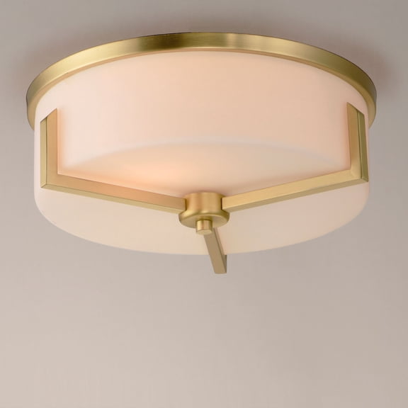 Maxim Dart 14" Wide Flush Mount Satin Brass 3-Light Ceiling Light