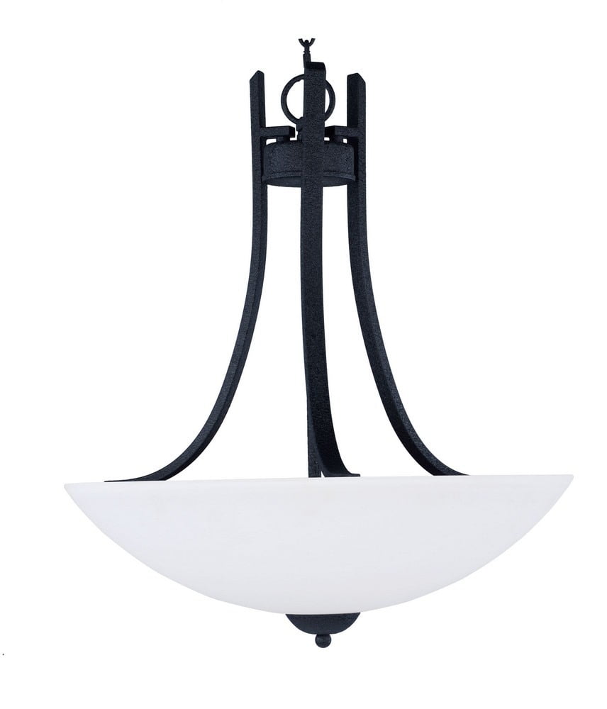 Maxim Taylor 3-Light Textured Black Pendant with Opal Glass Shade