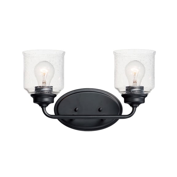 12262CDBK Maxim Lighting Acadia-Bath Vanity Light-Bell Shaped Glass Shades-10.5 inches high-Black Finish-2 Bulb Count