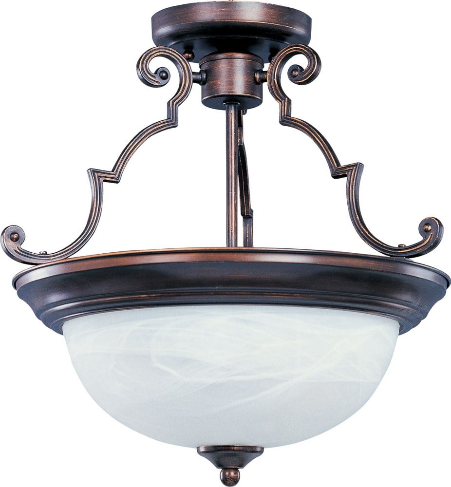 Oil Rubbed Bronze and Glass 2-Light Semi-Flush Mount