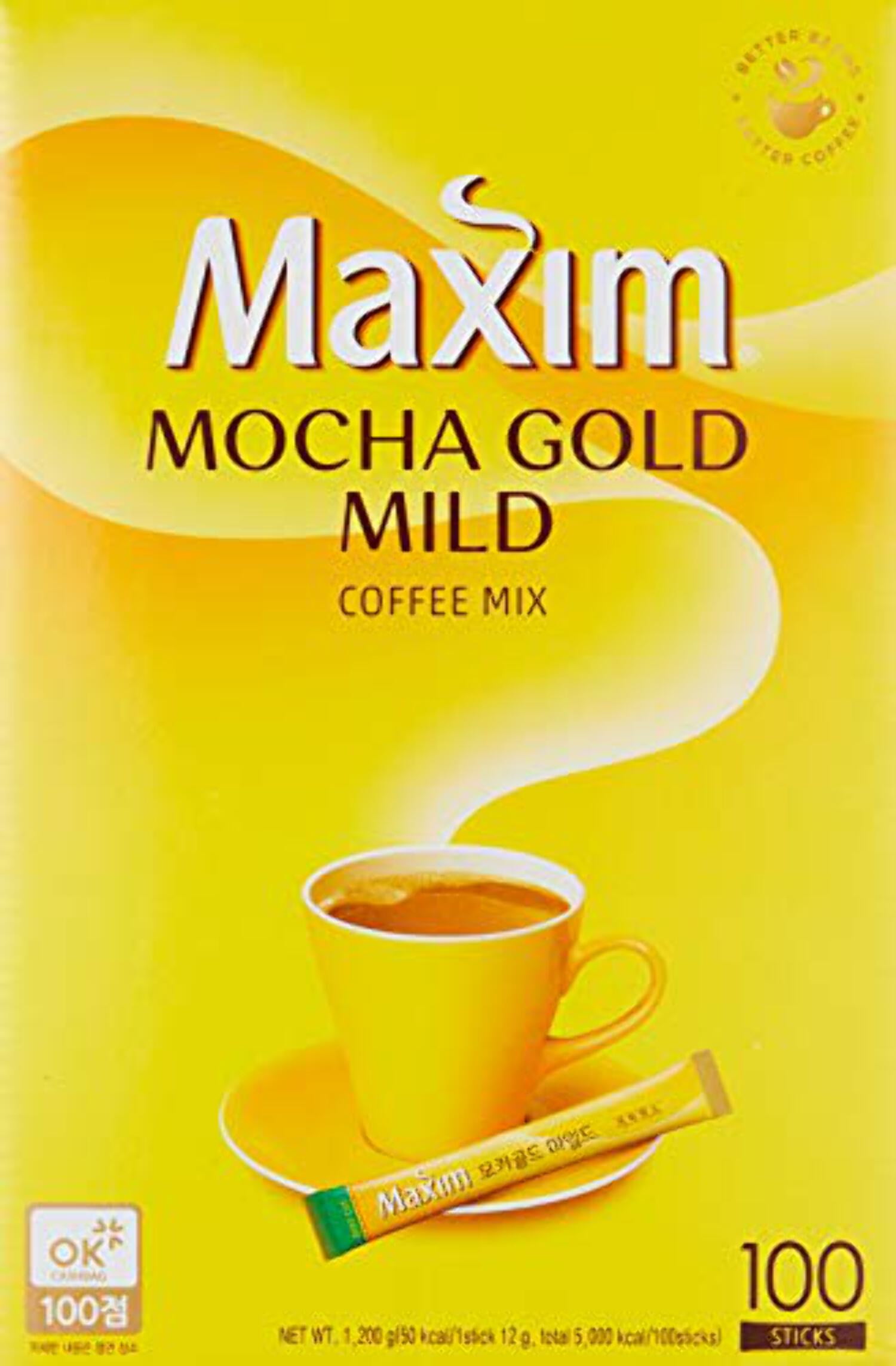 Denelchon, Maxim Mocha Gold Mild Coffee Mix, 12g 100pc, Korean