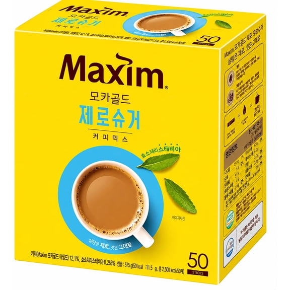 Maxim Mocha Gold Stevia Zero Sugar Coffee Mix Sticks 11.5g x 50 Sticks Instant Korean Coffee Low Calorie VT2