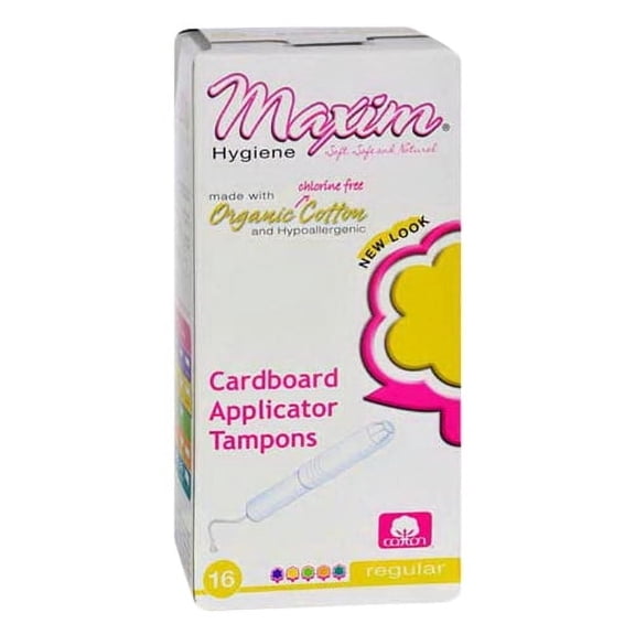 Maxim Organic Cardboard Applicator Tampons, Regular Absorbency - 16 Ea