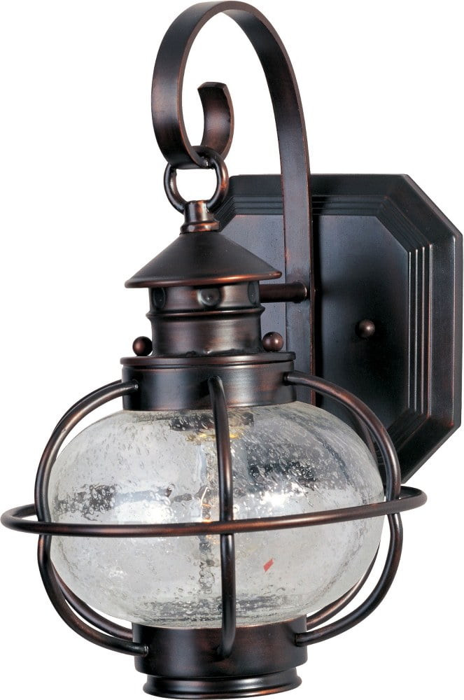 Oil Rubbed Bronze Seedy Glass Outdoor Wall Lantern