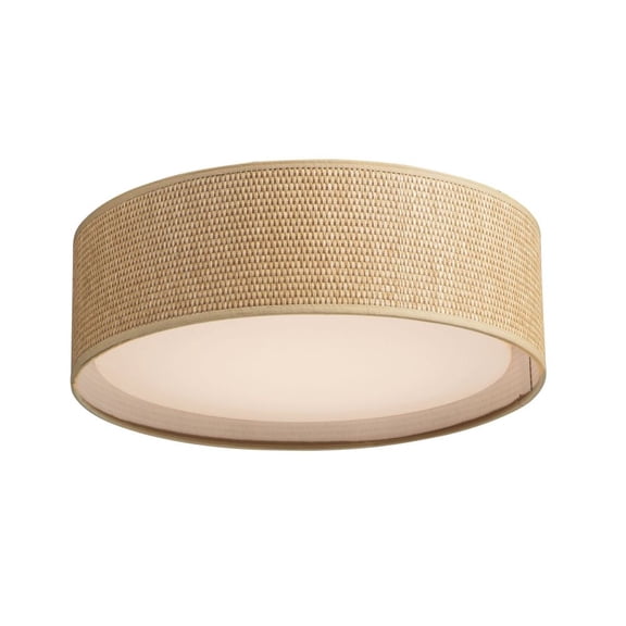 Maxim Prime 16" Wide Coastal Modern Grass Cloth Drum LED Ceiling Light