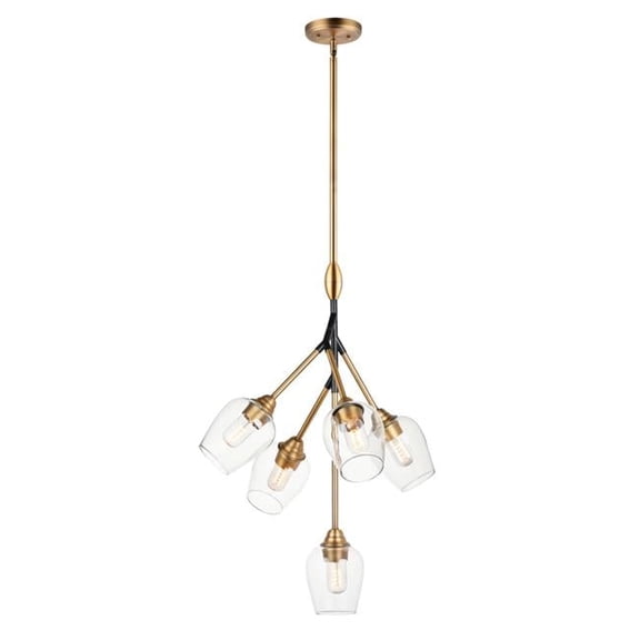 Maxim Savvy 5-Light Pendant - Antique Brass / Black - 26343CLABBK