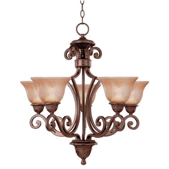 11244SAOI Maxim Lighting Symphony-5 Light Chandelier in Mediterranean style-26 Inches wide by 27 inches high     -Traditional Installation