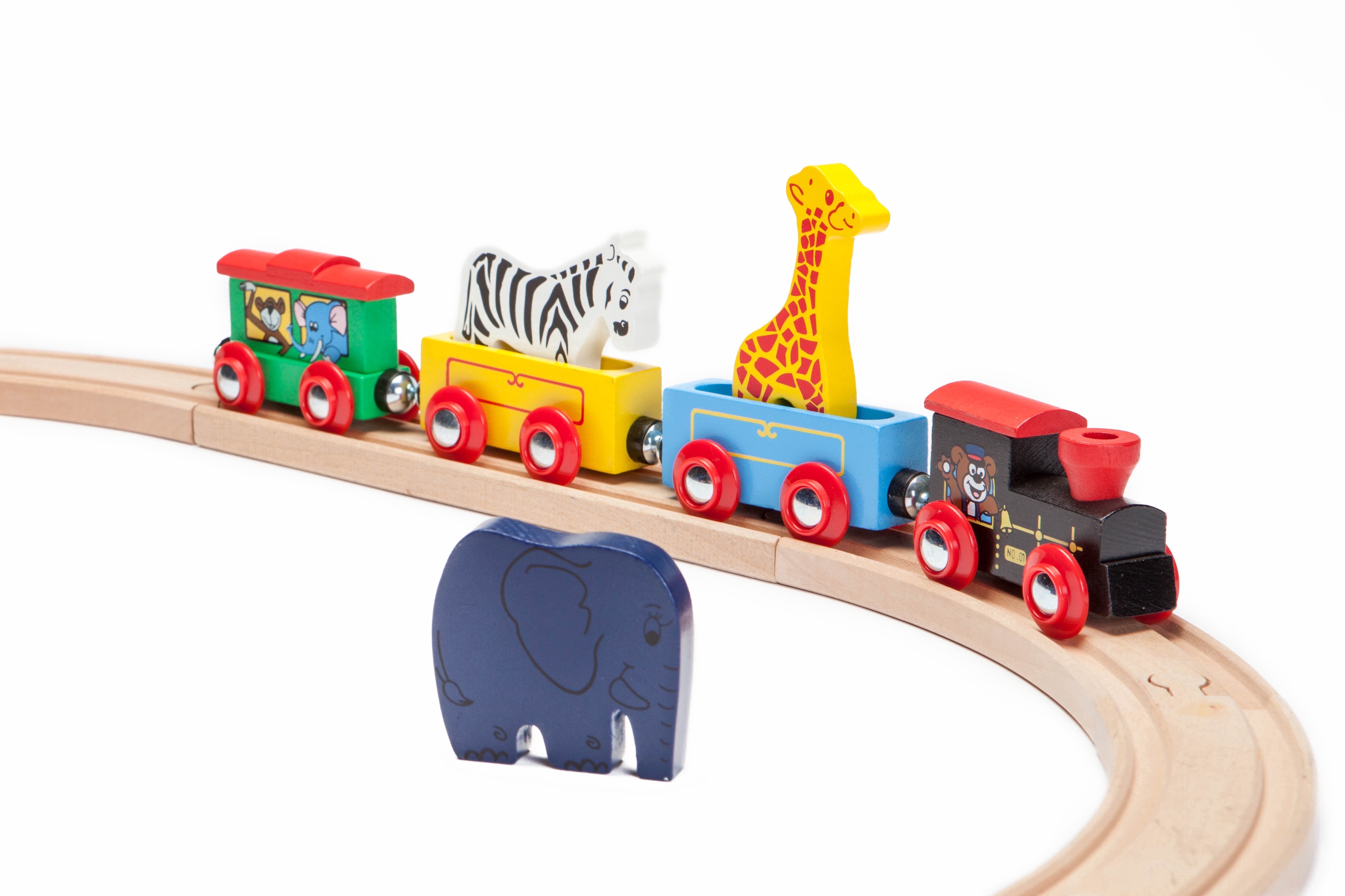 Maxim Enterprise Inc., Wooden Animal Train Set, 7 Piece, Yellow