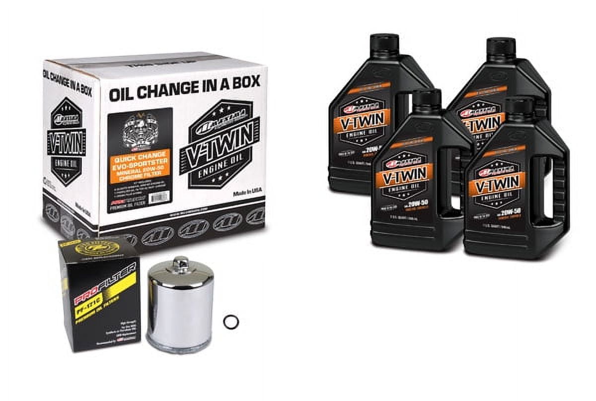 Maxima 90-069014C V-Twin Quick Change Mineral Oil Kit Chrome Filter