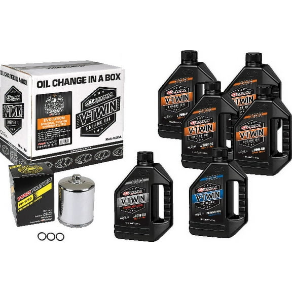 V-Twin Oil Change Kit Mineral w/Chrome Filter, Evolution
