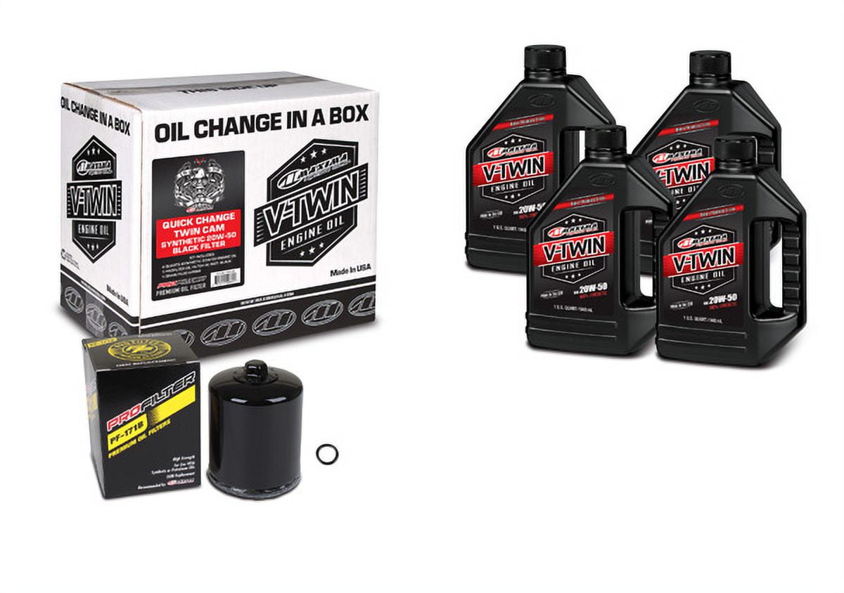 Maxima™ 90-119014PB Twin Cam Synthetic Quick Oil Change Kit with Black Filter