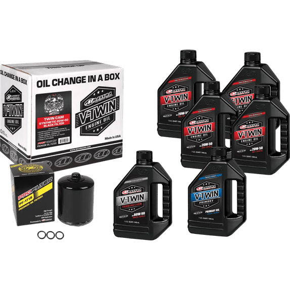 Maxima V-Twin Synthetic Oil Change Kit TC Black Filter for Harley-Davidson 1999-2016