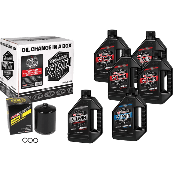 Maxima V-Twin Synthetic Oil Change Kit TC Black Filter for Harley-Davidson 1999-2016