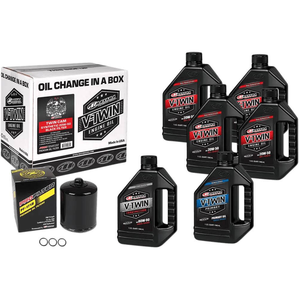 Maxima™ 90-119016PB Twin Cam Synthetic Oil Change Kit with Black Filter