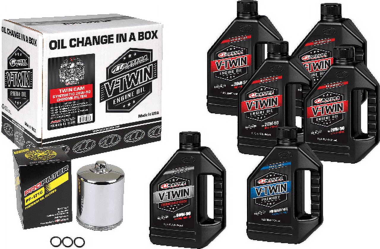 Maxima™ 90-119016PC Twin Cam Synthetic Oil Change Kit with Chrome Filter
