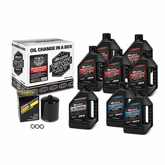 Maxima V-Twin Synthetic Oil Change Kit M8 Black Filter for Harley-Davidson 2017-2025