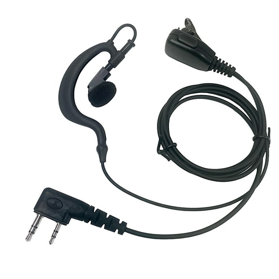 Maximal Power 2_Pin Adjustable C_Shaped Earpiece with Rubber Earhook and Earbud for Kenwood 2 way Radios _Black_