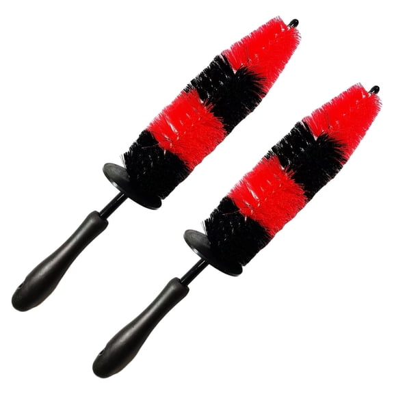 MaximalPower 18’’ Long Wheel Barrel Brush for Car Wheel Rim Detailing Brush - Car Brush Tire Detail Brush Soft Bristle Multipurpose For Exhaust Tips Motorcycles (Red Brush x2)