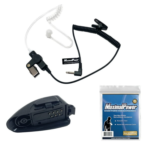 MaximalPower 2 Pin Plug Speaker Mic Adapter Converter for Motorola HT750 HT1250 HT1250 LS HT1550 Two Way Radio with 3.5mm Listen-Only Earpiece Headset Cable