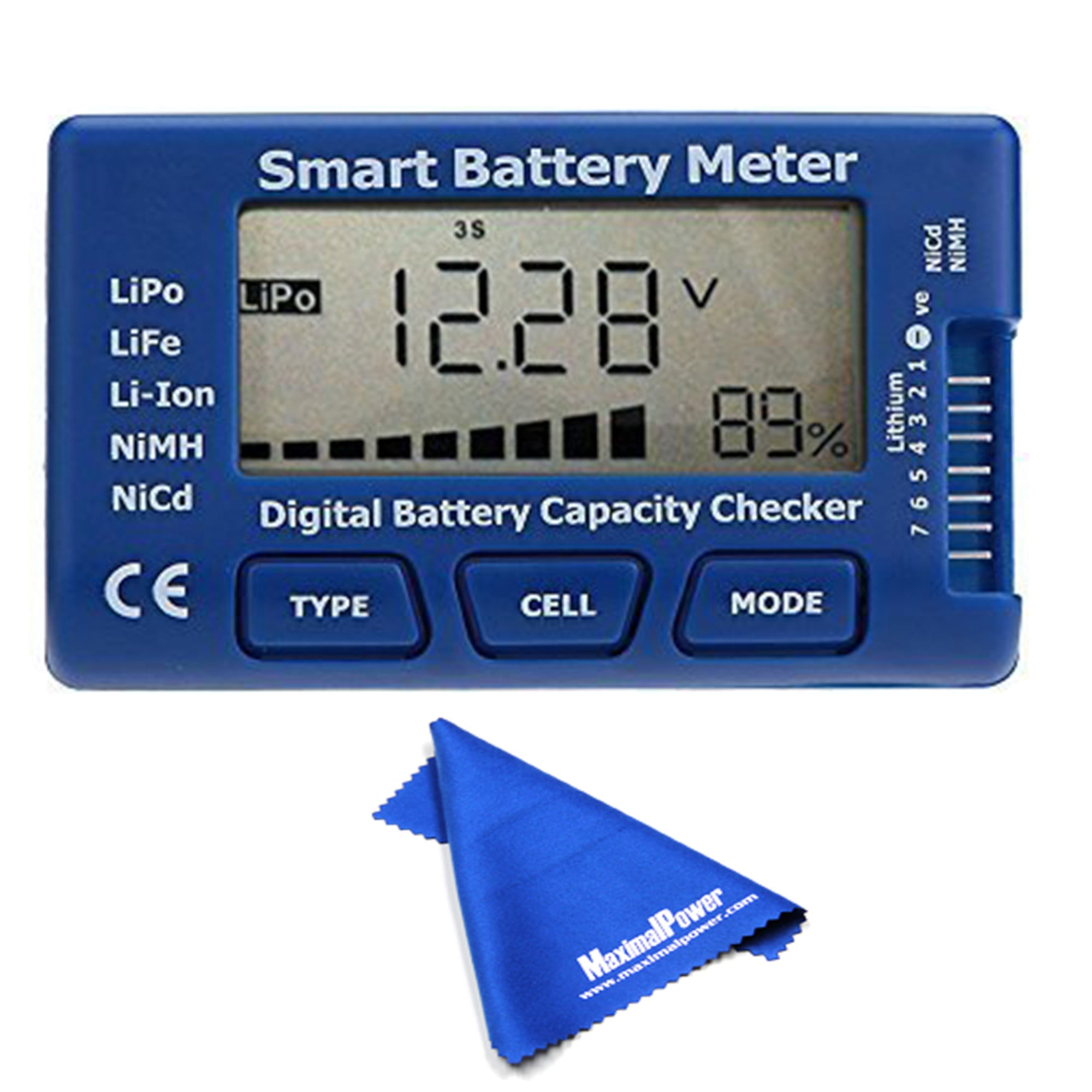 MaximalPower 5-in-1 Battery Meter, Intelligent Cell Meter Digital Battery Checker Battery Balancer for LiPo / LiFePO4 / Li-ion/NiCd/NiMH Battery Packs
