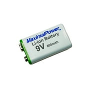 MaximalPower 9 Volt Li-Ion Rechargeable Battery (1 Pack) HIGH Capacity 600mAh