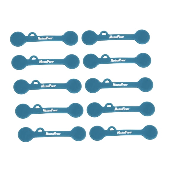 MaximalPower 10-Pack Magnetic Cord Organizers - Silicone Cable Clips & Twist Ties for Headphones, USB Chargers, and Home Office - Multi-use Fridge Magnet & Bookmark (Blue)