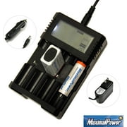 MaximalPower Battery Charger for 9V N RCR123 18650 Ni-MH Ni-CD AA AAA Rechargeable Batt with Discharge Function and USB Port