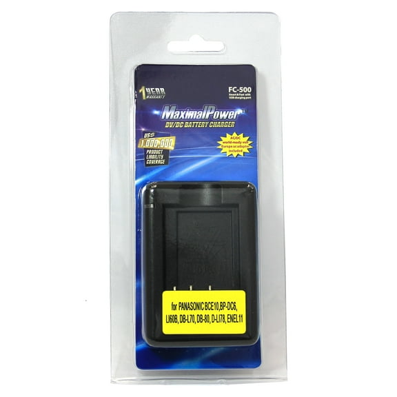 MaximalPower Charger with Plug for Panasonic DMW-BCE10E with USB 5V Output Port. an European AC Adapter and car Charger