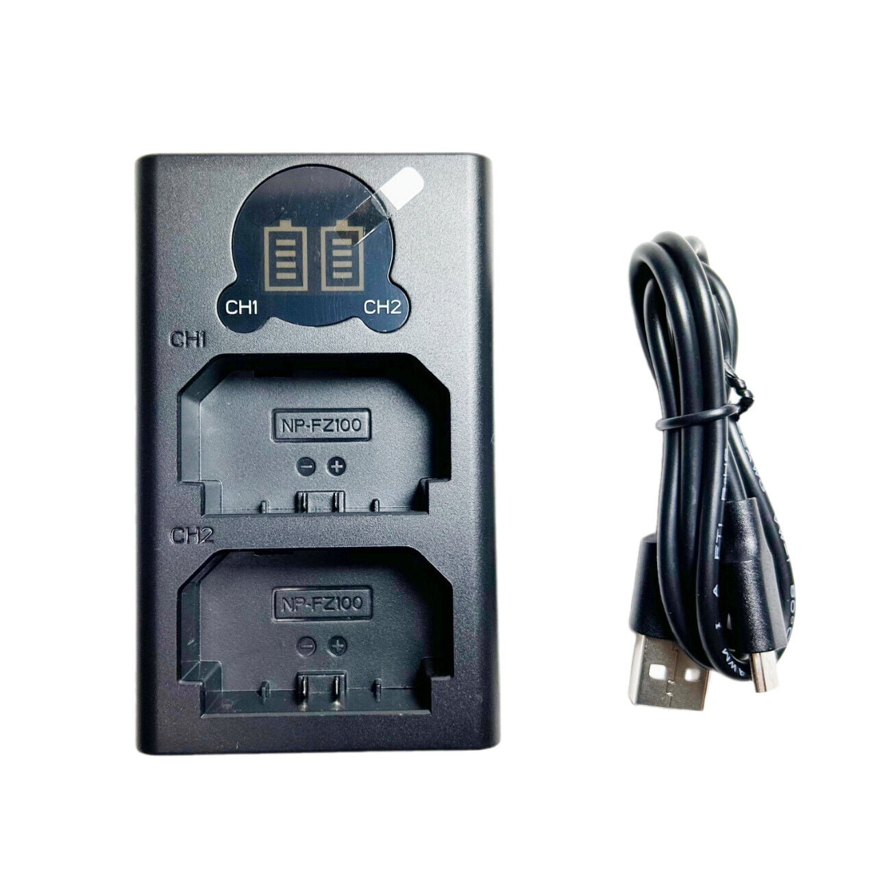 MaximalPower Dual Battery Charger for Sony NPFZ100 Z-Series Rechargeable Battery Pack for Alpha A7 III, A7R III, A9 Digital Cameras, Black