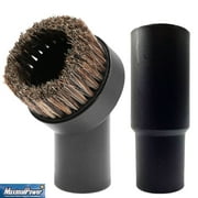 MaximalPower Dusting Brush Attachment and Hose Adapter - Small Round Brush Compatible with Most Canister Central Upright Vacuums, Black