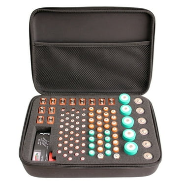 MaximalPower Hard Battery Organizer Storage Box Carry Case for Assorted Sizes AA AAA C D 9V Batteries [Batteries NOT Included] (Battery Organizer Case)