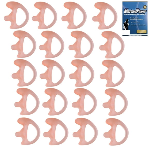 MaximalPower Medium size Earmold Earbud Earplug Ear Insert for Motorola Kenwood Two-Way Radio Acoustic Coil Tube Audio Kits, (20 Pack Left)