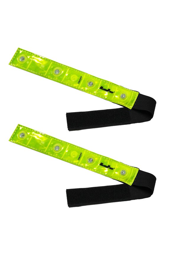 Reflective ARMBANDS with Blinking LED Night Lights for Roadside, Cycling, Cross Training, Night Running, Hiking, Camping, Snowboarding, Raves and Concerts (Pack of 2)
