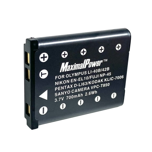 MaximalPower Replacement Camera Battery Compatible with Olympus Li-42B Li-40B Li42B Li40B FE-230 Fuji NP-45 NP-45A Kodak KLIC-7006 EN-EL10 Pentax D-Li63 (1 Pack)