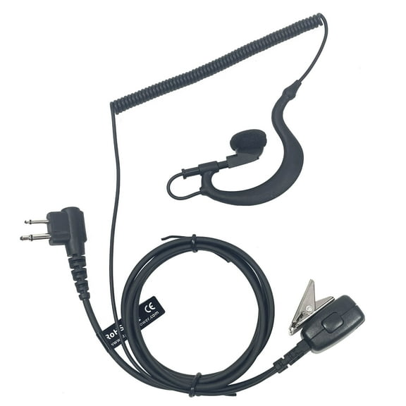 MaximalPower Replacement G Shape Hook Ear Pieces for 2-Pin Motorola 2 Way Radios | Clip-Ear Earpiece Headset for Models CP200 CLS1110 CLS1410 Motorola Two-Way Radios Walkie Talkie (1 Pack)
