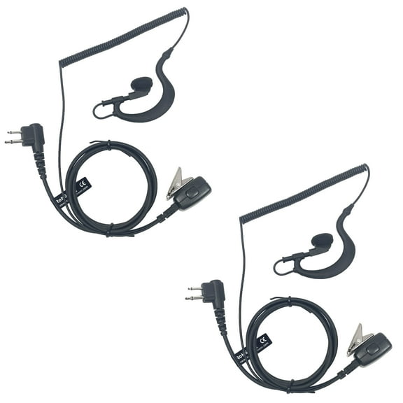 MaximalPower Replacement G Shape Hook Ear Pieces for 2-Pin Motorola Two-Way Radios | Clip-Ear Earpiece Headset for Models CP200 CLS1110 CLS1410 Motorola 2-Way Radios Walkie Talkie (2 Pack)