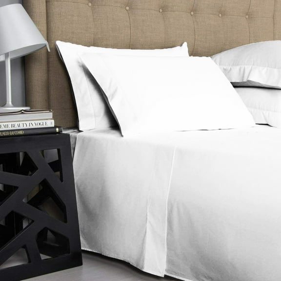 MaximalPower Solid Microfiber Polyester Plush Fitted Sheets, Queen, White, 4-Pieces