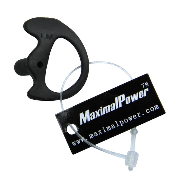 MaximalPower Two Way Radio Left & Right Medium Size Soft Silicon Open Ear Insert Earbud Earmold for Acoustic Coil Tube -Black Color (1-Pack Left Medium)