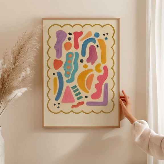 Maximalist Abstract Minimalist Living Room Office, Stretched Canvas Size 12x18