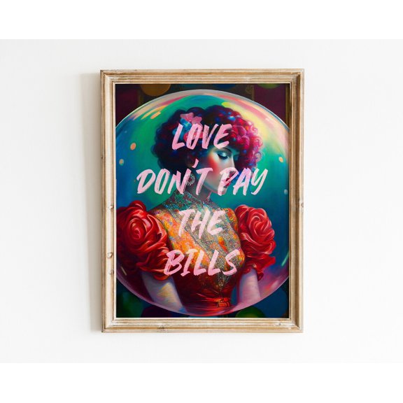 Maximalist Altered Art Portrait Eclectic Preppy Decor, Unframed Canvas 12x16in