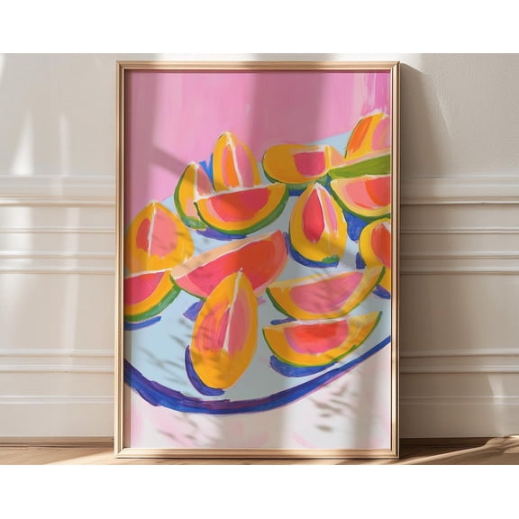 Maximalist Art, Mango Wall Art, Dopamine Kitchen Decor, Pink Dopamine Poster, Colorful Dining Art Print, Kitchen Art, Pink Kitchen Decor Wall Art, Modern Wall Decor For Living Room, 16x24 UNFRAMED