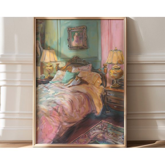 Maximalist Decor, Cat Wall Art, Eclectic Wall Art, Cute Bedroom Decor, Wall Art Prints, Fine Art Print, Maximalist Eclectic Art, Girly Decor Wall Art, Modern Wall Decor For Living Room, 8x12 UNFRAMED