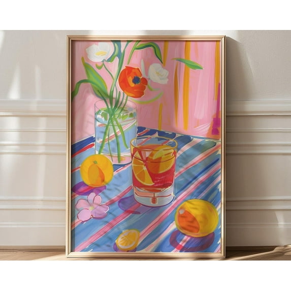 Maximalist Decor, Floral Decor, Bar Poster Wall Decor, Trendy Art Print, Colorful Apartment Decor, Maximalist Art Print, Living Room Decor Wall Art, Modern Wall Decor For Living Room, 8x12 UNFRAMED