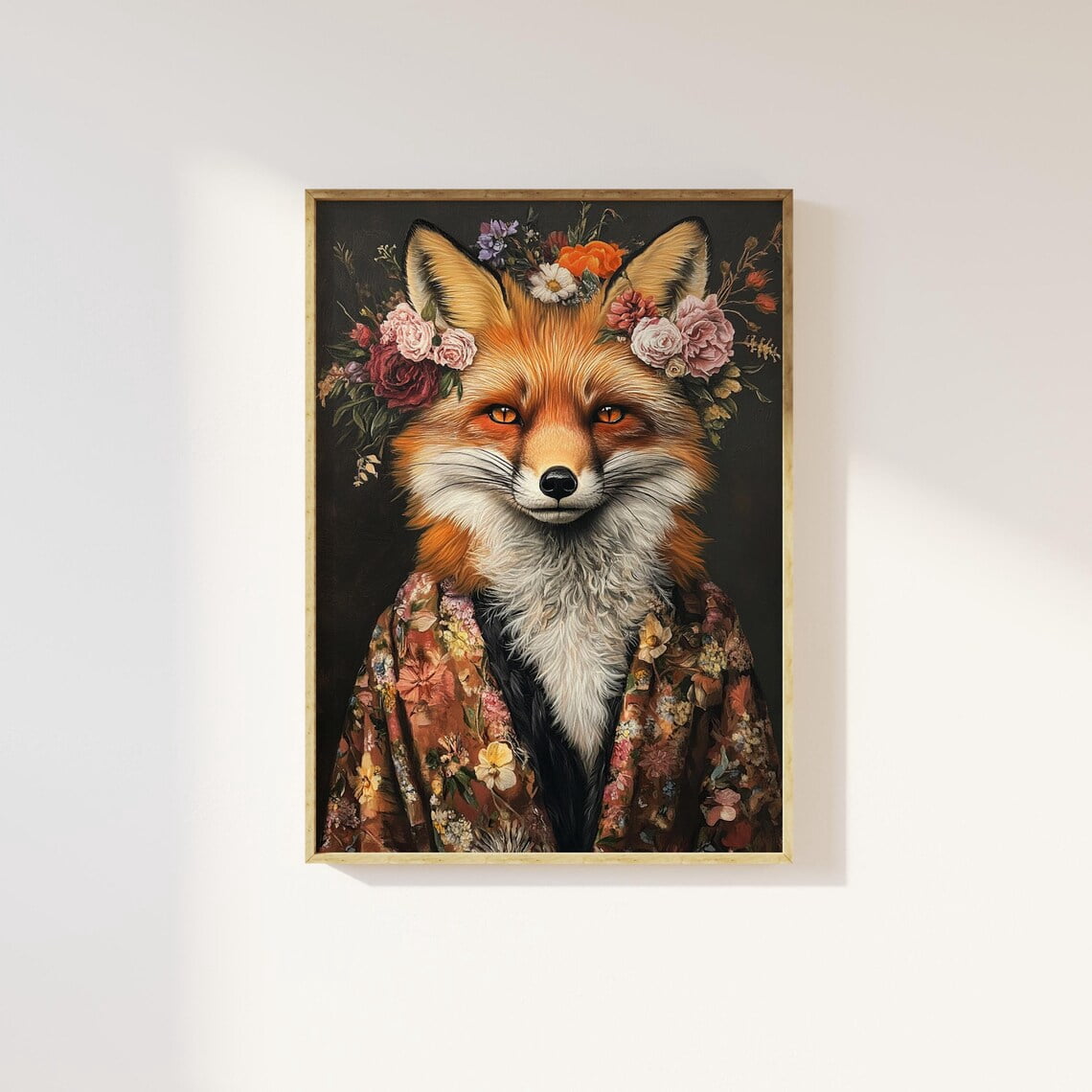 Maxima Bold Maximalist Eclectic Fashionista Fox Art Print Bold Animal Portrait ...
