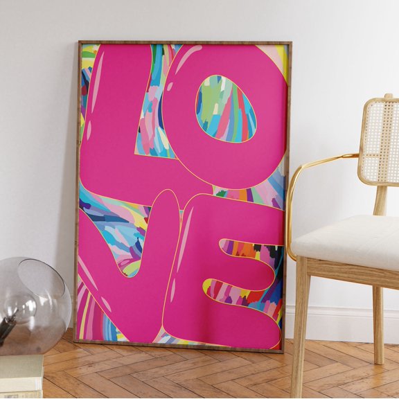 Maximalist Funky Love Quote Print, Eclectic Psychedelic Typography Poster