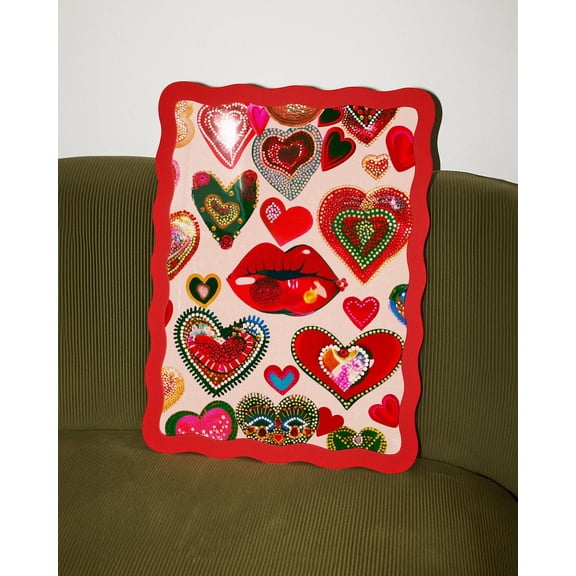 Maximalist Heart Eclectic Beaded Love Collage, Unframed Paper Poster 8x10in